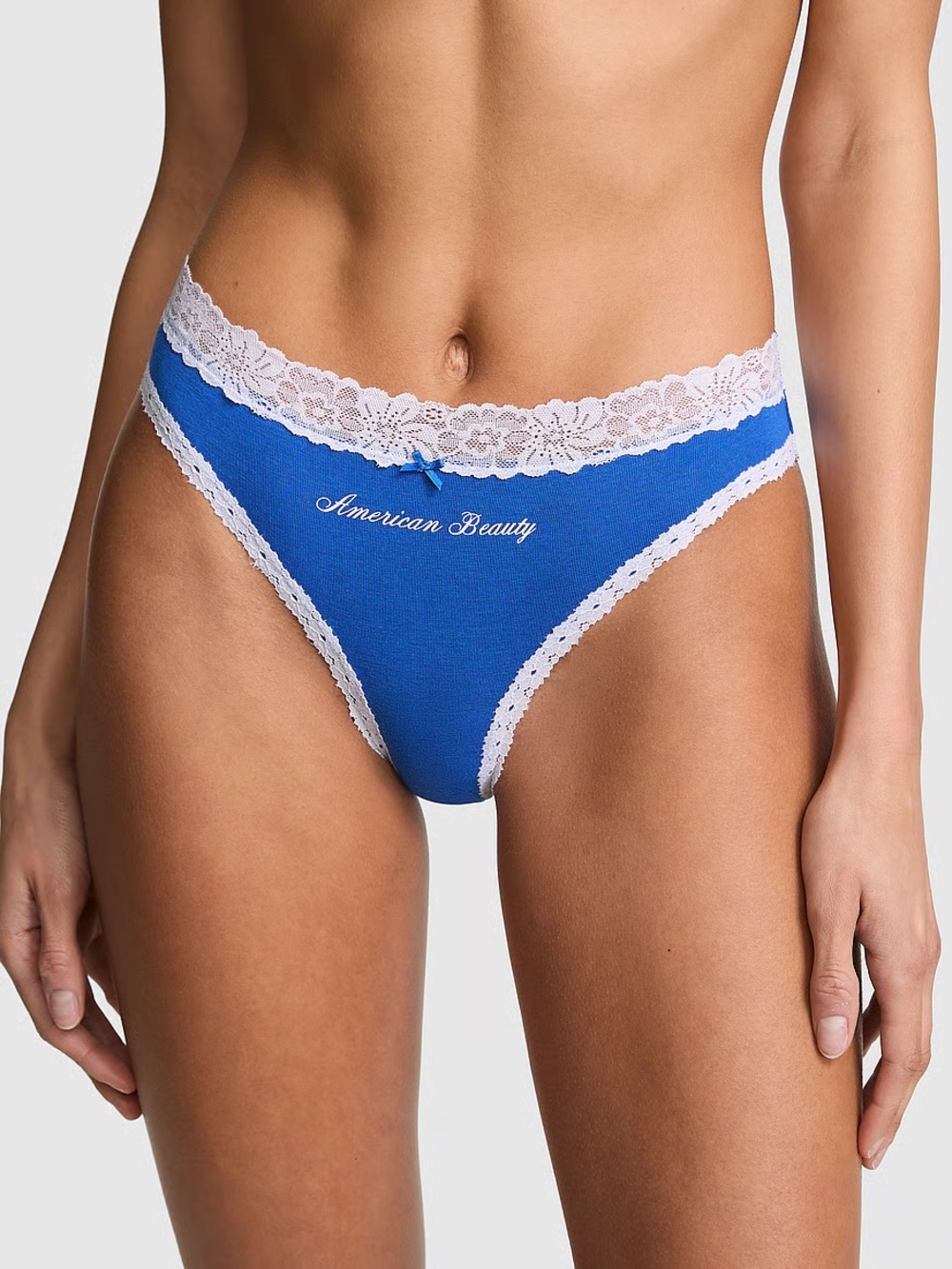 Victoria’s Secret PINK “ American Beauty “ COTTON LACE-TRIM CHEEKY PANTY